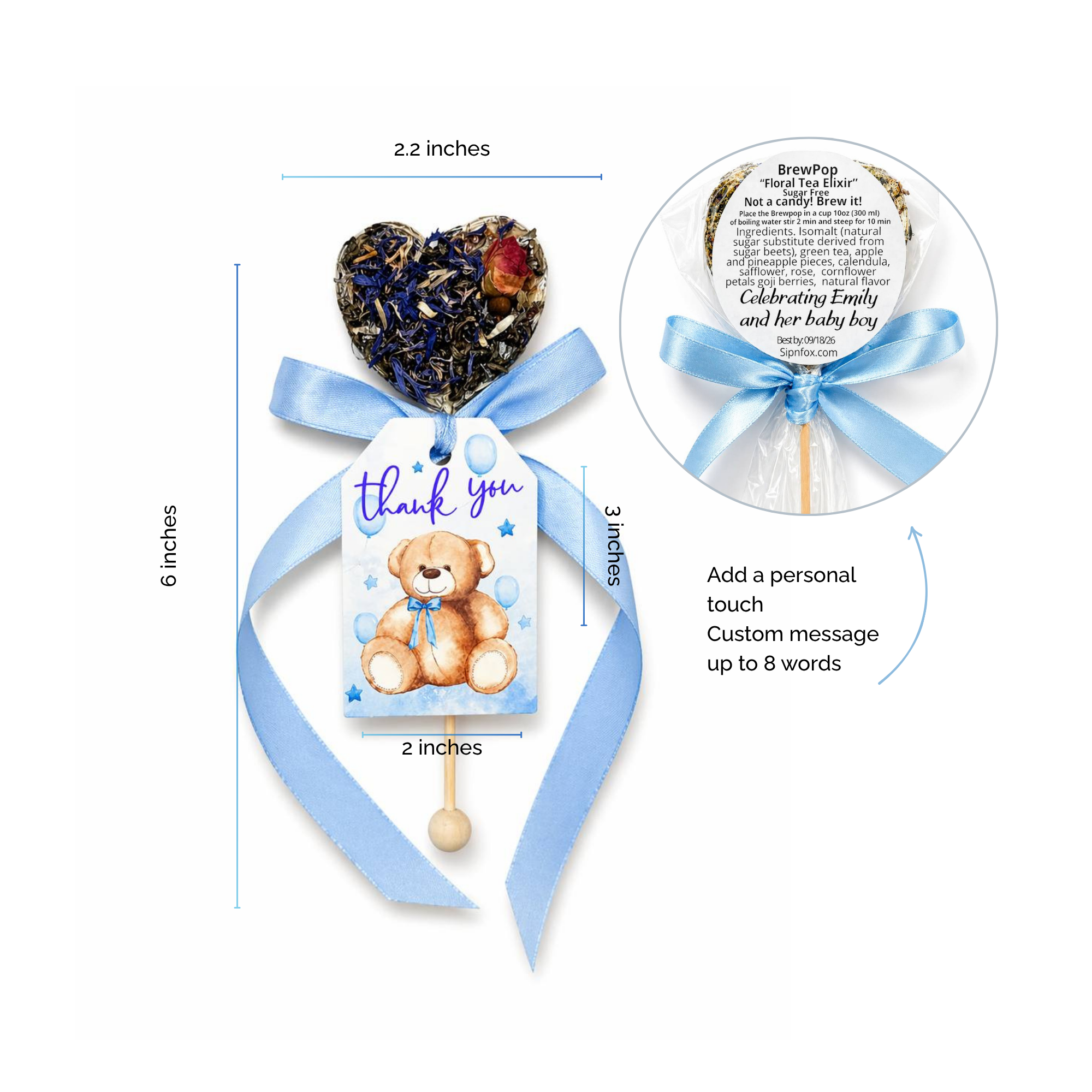 BrewPop Favors – Baby Boy Teddy Mix Tags (minimum order 25 pieces) - Sip&