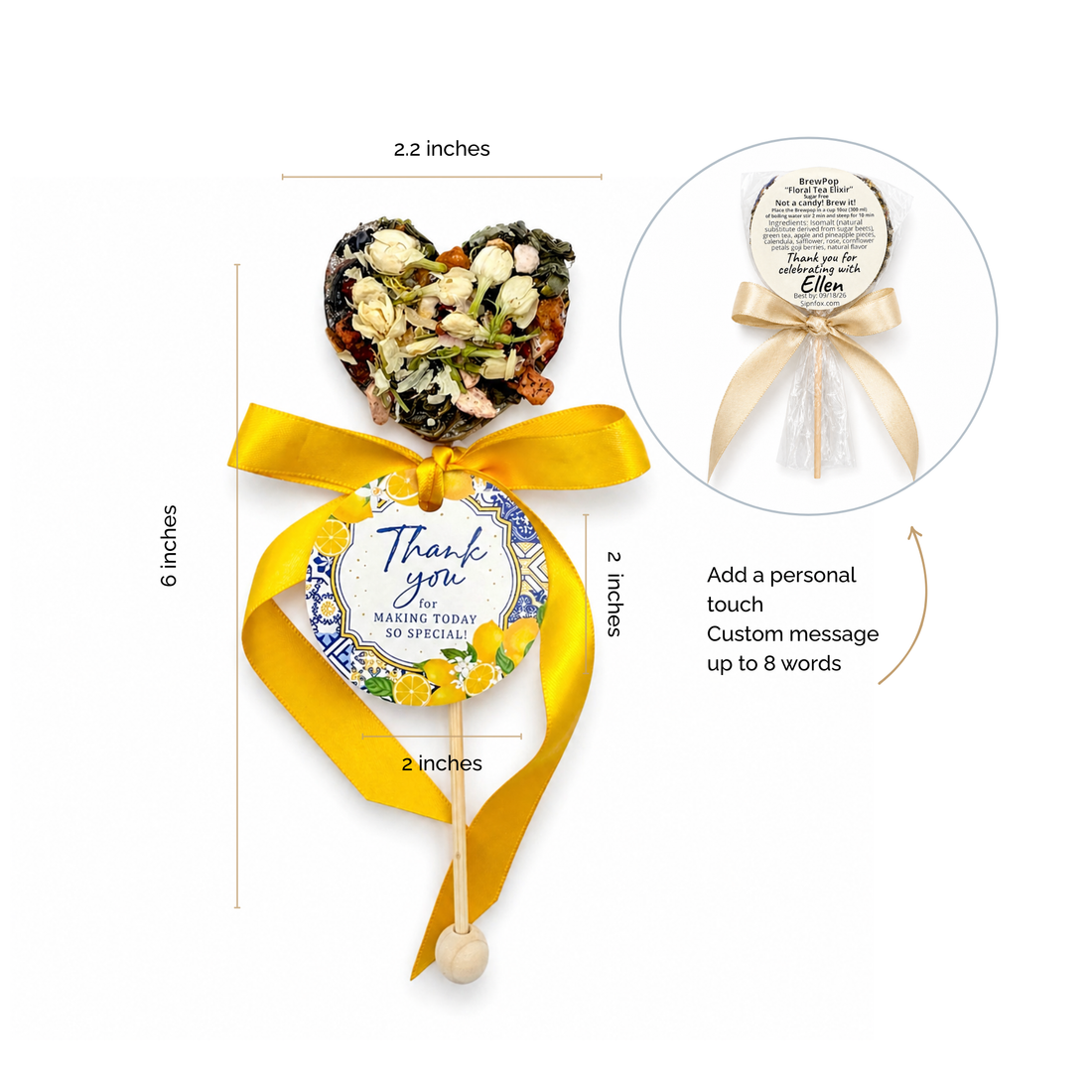 Brew Pop –Amalfi Tea Lollipop Favors (minimum order 25 pieces) - Sip&