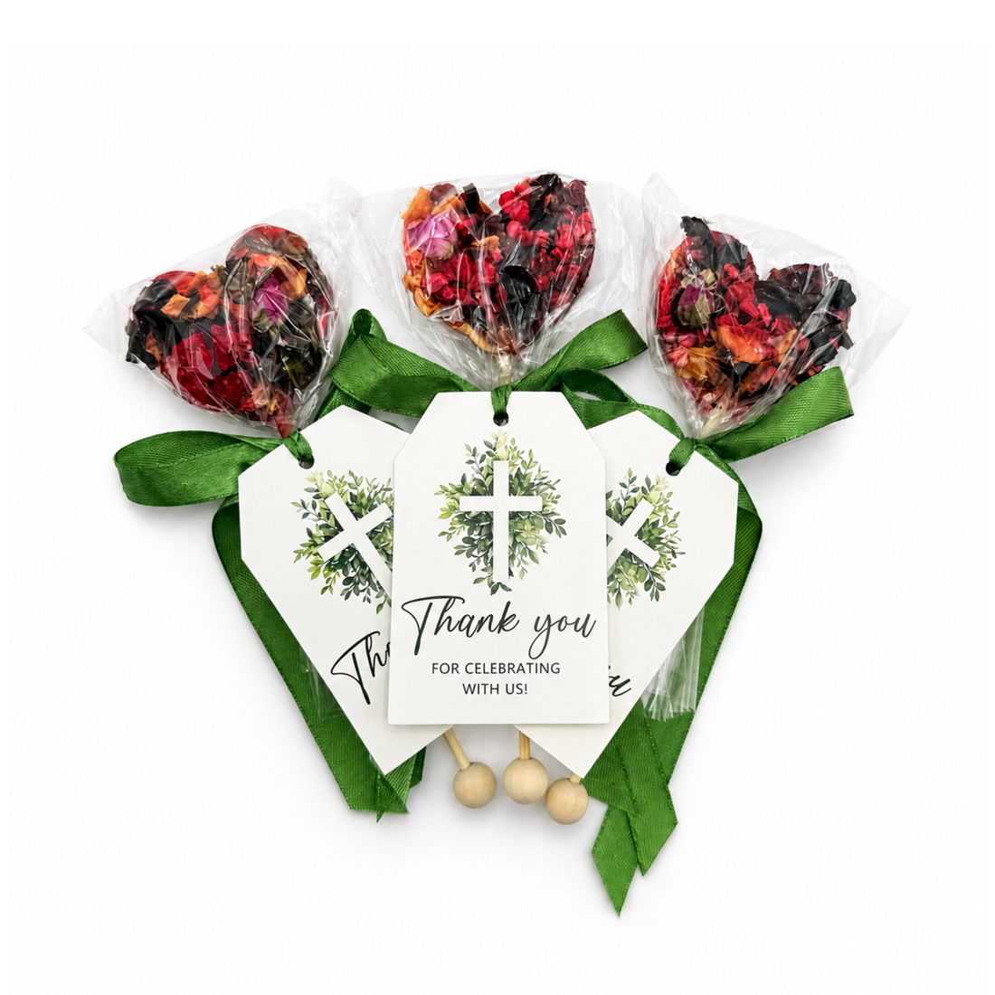 Brew Pop – Grace and Gratitude Tea Favor Green Ribbon (minimum order 25 pieces) - Sip&