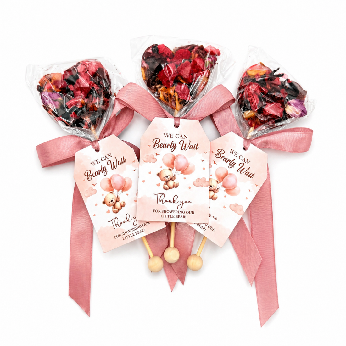 BrewPop Favors – Baby Girl Teddy Tag (minimum order 25 pieces) - Sip&