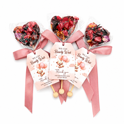 BrewPop Favors – Baby Girl Teddy Tag (minimum order 25 pieces) - Sip&