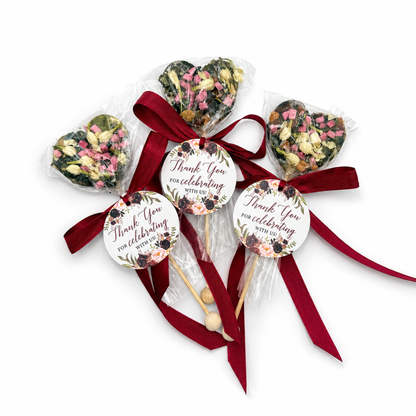 Brew Pop Burgundy Flowers Tag (minimum order 10 pieces)