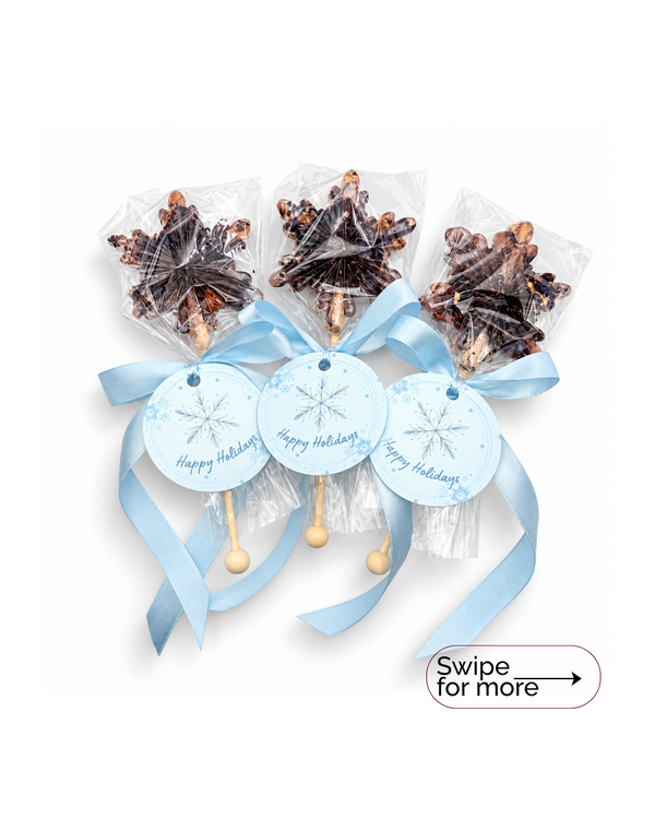 Snowberry Snowflake Brew Pop with Happy Holidays Tag (minimum order 10 pieces)