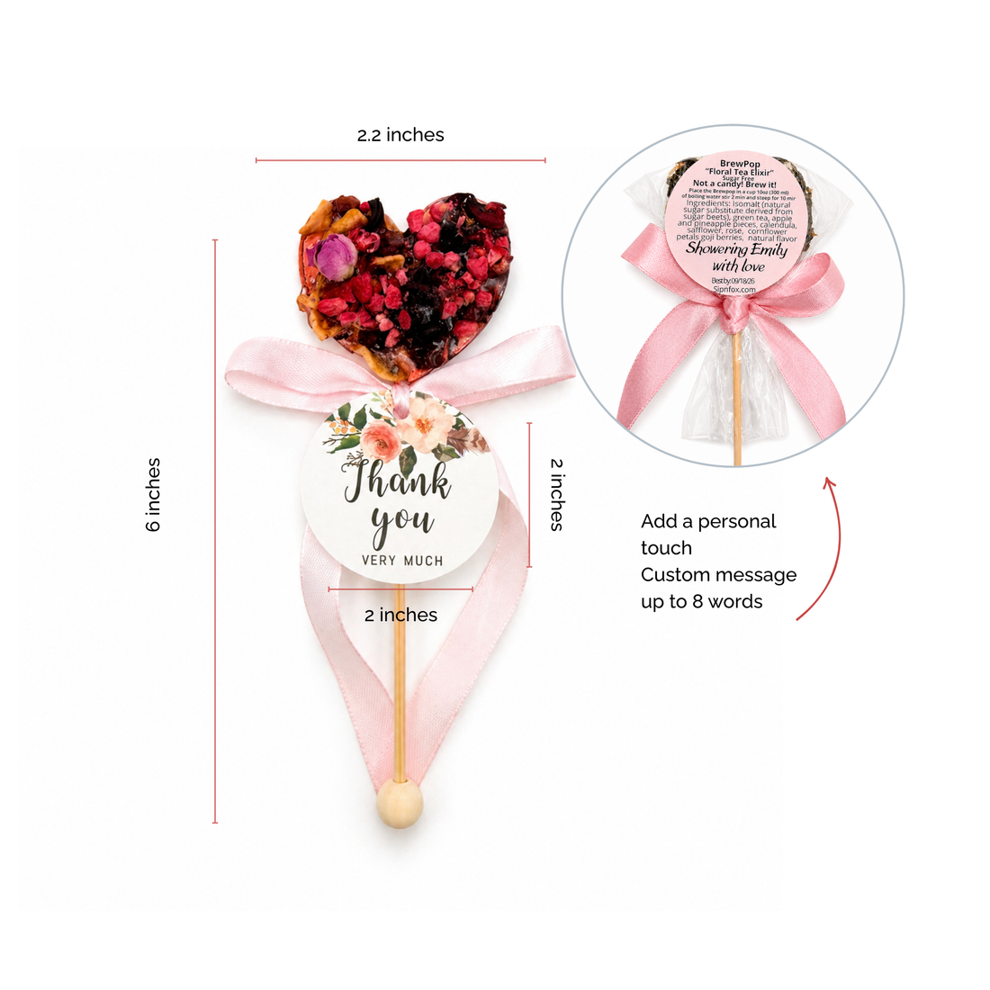 Brew Pop Pink Flowers Tag ( minimum order 25 pieces) - Sip&