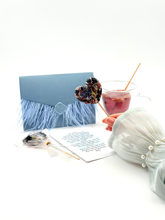 Brew Pop + Beautiful Blue Card with Ostrich Feathers (🔴Minimum order: 10 Brew cards) Bulk discounts available