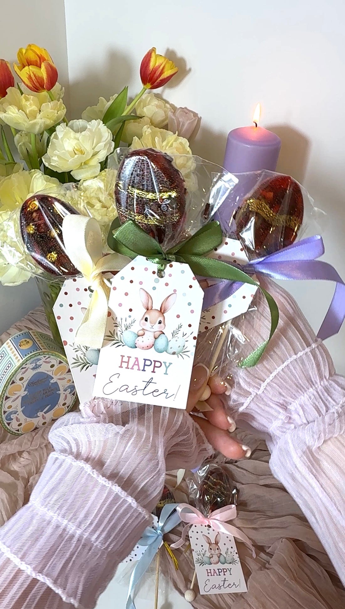 Brew Pop “Easter Dream” with Ribbon 🔴Minimum order: 10 Tea Roses - 5% Off for 100+ Pops (applied automatically at checkout) - Sip&