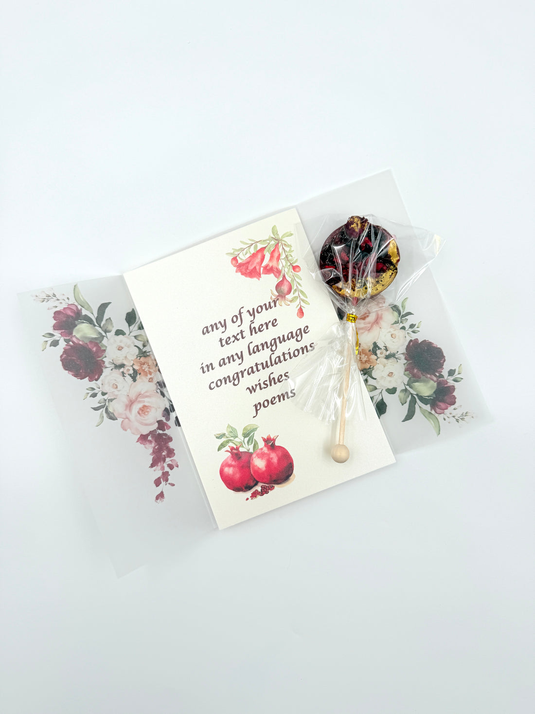 Brew Pop Round Shape Pomegranate with Beautiful Card “Flower Meadow" (🔴Minimum order: 10 Brew cards) Bulk discounts available - Sip&