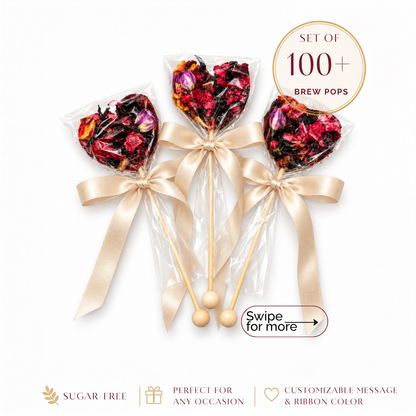 Brew Pops with Custom Ribbon and message on the back sticker - 16 colors available (Set of 100–500) - Sip&