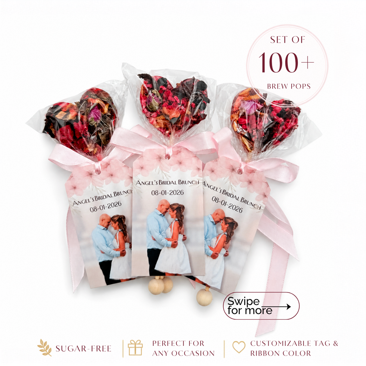 Brew Pops with Custom Tag and message on the back sticker - 16 colors available (Set of 100–500) - Sip&