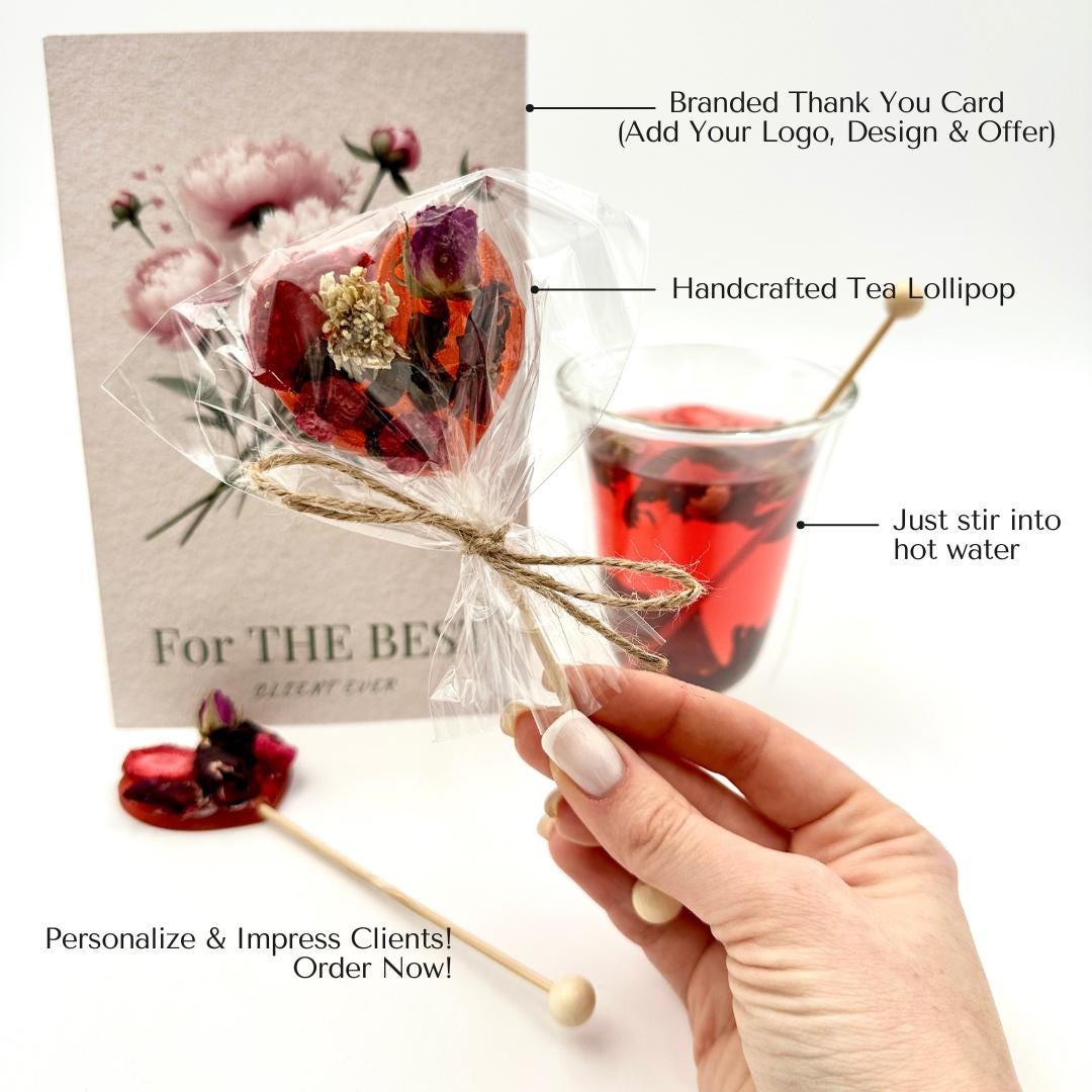 TeaPop “For The Best Client&amp;quot; Tea Heart with Gift Card – Perfect for Salons &amp; Businesses - Sip&amp;