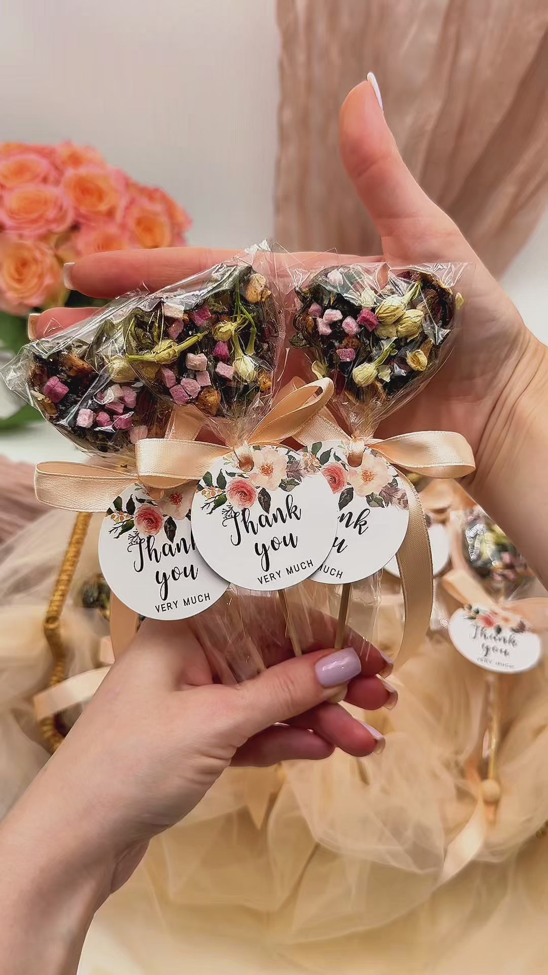 Brew Pop Peach Flowers Tag (minimum order 10 pieces)